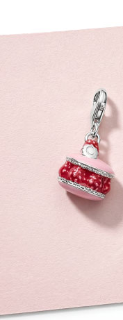 Silver charm pendant with pink raspberry macaron