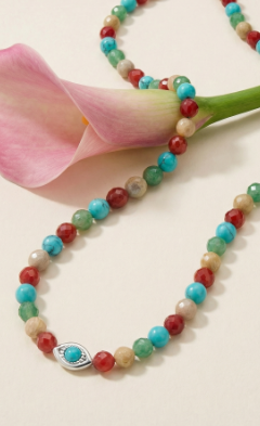 Silver Necklace with Multicolored Beads Elyndra