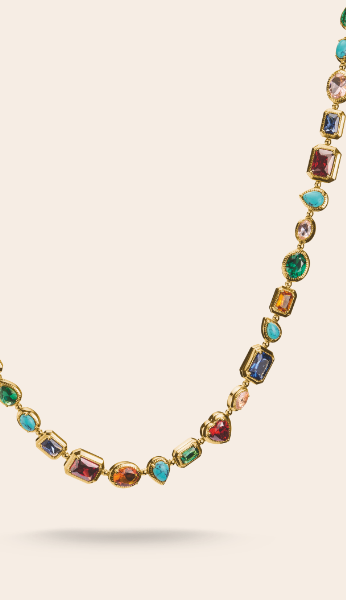 18k Gold Plated Necklace with Multicolored Faceted Stones Elyndra
