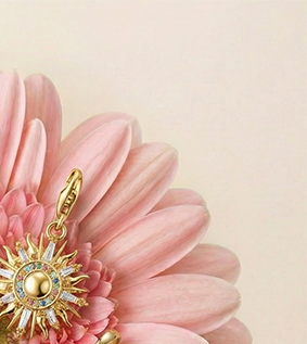Charm pendant colourful sun gold plated