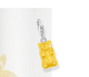 Silver charm pendant goldbears in yellow