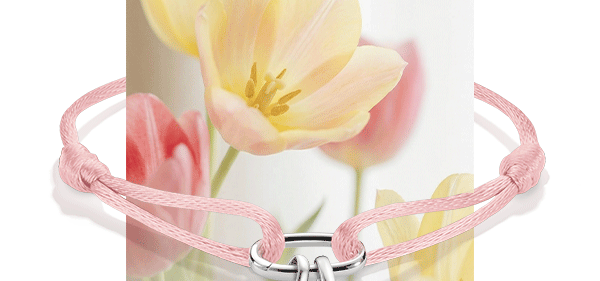 Silver Textile Bracelet Pink Connect