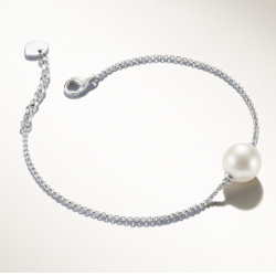 Silver Bracelet with Imitation Pearl Bold Elegance