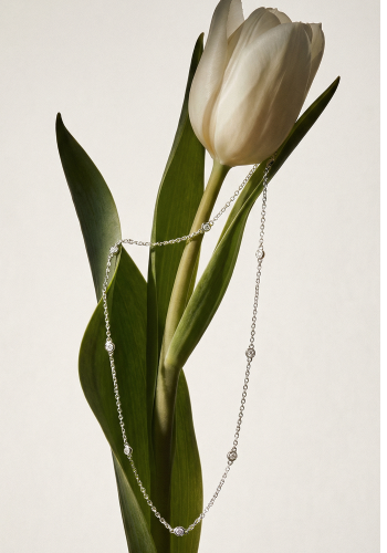 Silver Necklace with White Zirconia Stones