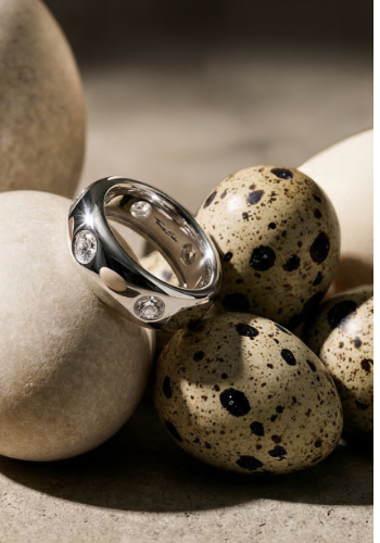 Silver Ring with White Zirconia Stones Bold Elegance