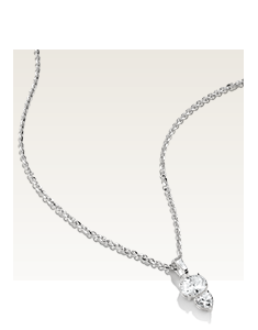 Silver Necklace with Oval and Heart Zirconia Stones