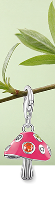 Silver charm pendant colourful fly agaric