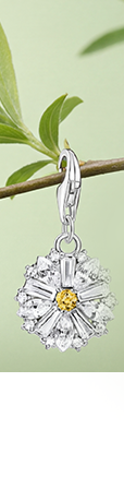 Silver charm pendant Lovely Daisy with stones