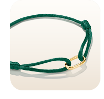 18k Gold Plated Textile Bracelet Green Connect