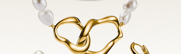 Gold-plated pearl necklace Natural Beauty