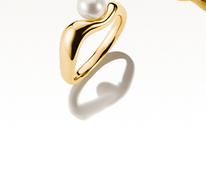 Gold-plated ring with freshwater pearl Natural Beauty
