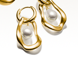 Gold-plated hoop earrings with freshwater pearls Natural Beauty