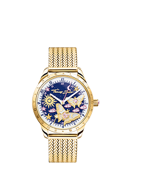 Gold-coloured ladies' watch with butterflies