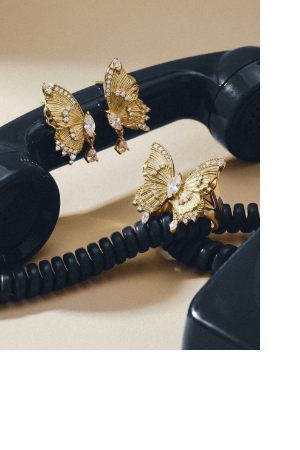 Gold-plated cocktail ring Butterfly Paradise with stones