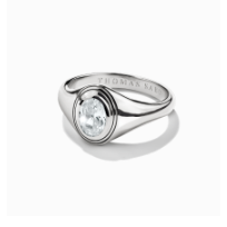 Silver Ring with Oval White Zirconia Stone Bold Elegance