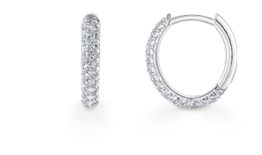 Silver hoop earrings with white zirconia pavé