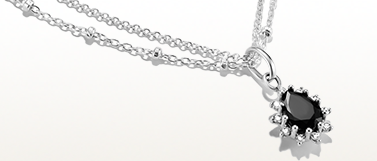 Silver Necklace Black Stone True Romance