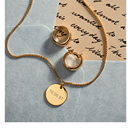 Jewellery Set Necklace Coin and Hoop Earrings Gold-Plated