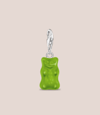 Silver charm pendant goldbears in green
