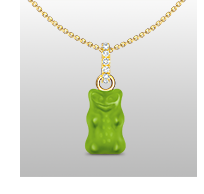Gold-plated necklace with green goldbears pendant and zirconia