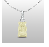 Silver necklace with white goldbears pendant and zirconia
