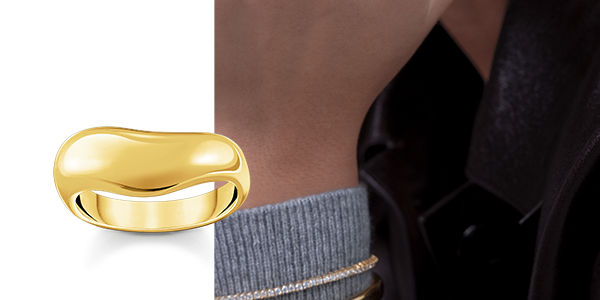 Gold-plated ring in organic shape