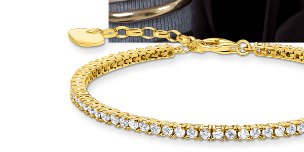 Tennis bracelet with white stones gold plated