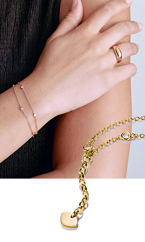 Jewellery Set Earrings & Bracelet with Zirconia Gold-Plated