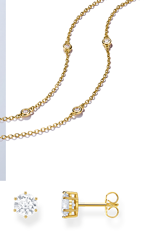 Jewellery Set Earrings & Bracelet with Zirconia Gold-Plated