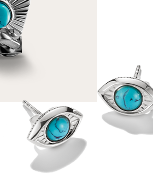 Silver Turquoise Eye Stud Earrings Elyndra