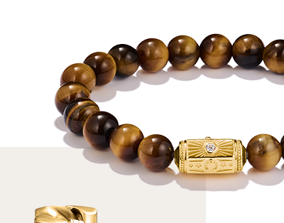 18k Gold Plated Bead Bracelet with Tiger’s Eye
