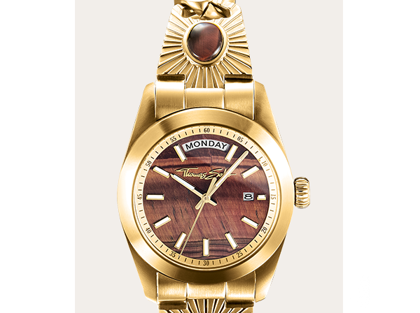 Watch Elyndra with red tiger eye dial 36 mm gold-coloured