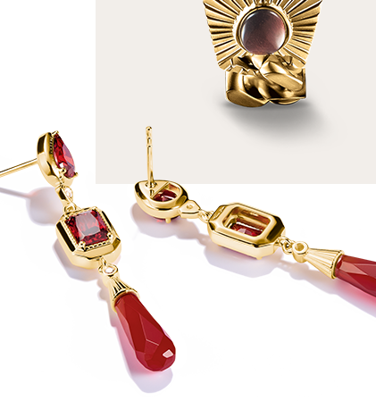 18k Gold Plated Earrings with Red Stones Elyndra