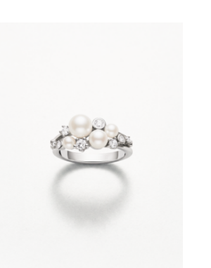 Ring pearls with white stones silver