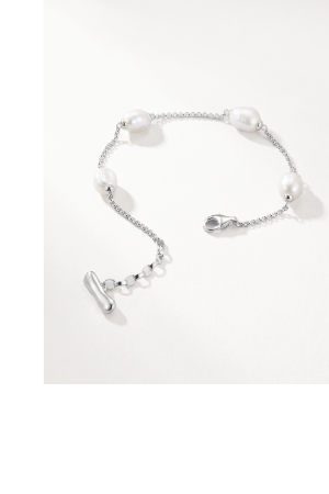 Silver bracelet with freshwater pearls Natural Beauty