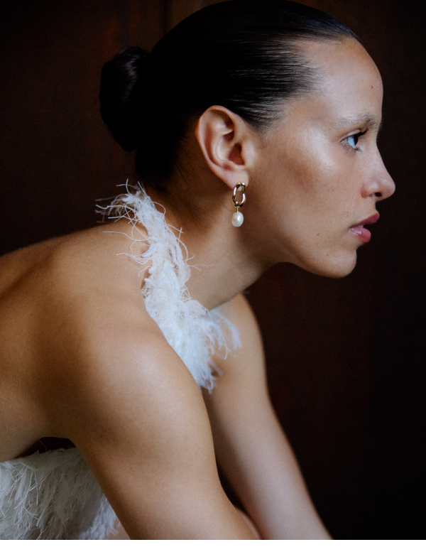 Gold-plated earrings with freshwater pearl Natural Beauty