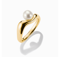 Gold-plated ring with freshwater pearl Natural Beauty