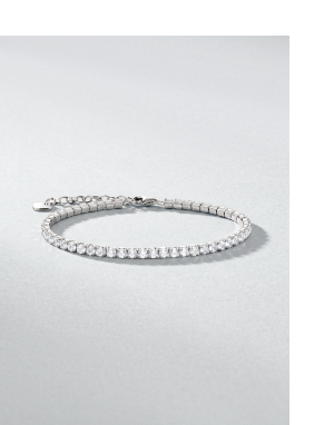 Silver tennis bracelet with white zirconia