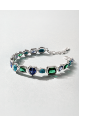 Silver Bracelet with Blue-Green Stones Elyndra