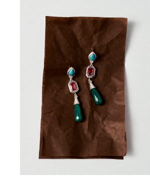Silver Earrings with Multicolored Stones Elyndra
