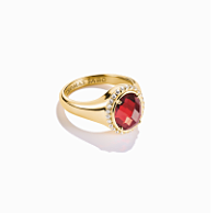 18k Gold Plated Ring with Red Zirconia Stone