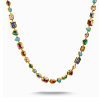 18k Gold Plated Necklace with Multicolored Faceted Stones Elyndra
