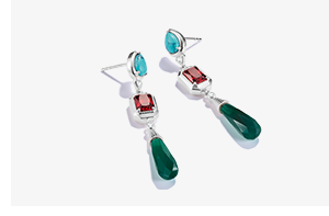 Silver Earrings with Multicolored Stones Elyndra