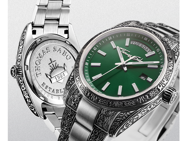 Watch Rebel at Heart Revive, 36 mm, Stainless Steel, Smoke Green, Engraved Design