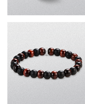 Bracelet obsidian and red tiger's eye 9 mm