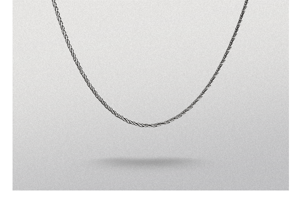 Silver Narrow Braided Necklace Wild Horses