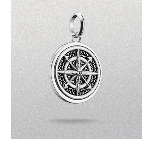 Silver Pendant Compass Rebel Icons