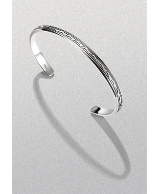 Silver Bangle with Engraving Wild Horses