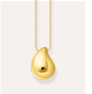 Gold-plated necklace with pendant in organic drop-shape