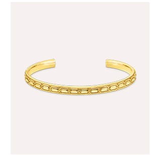 Yellow-gold plated slim bangle with crocodile detailing